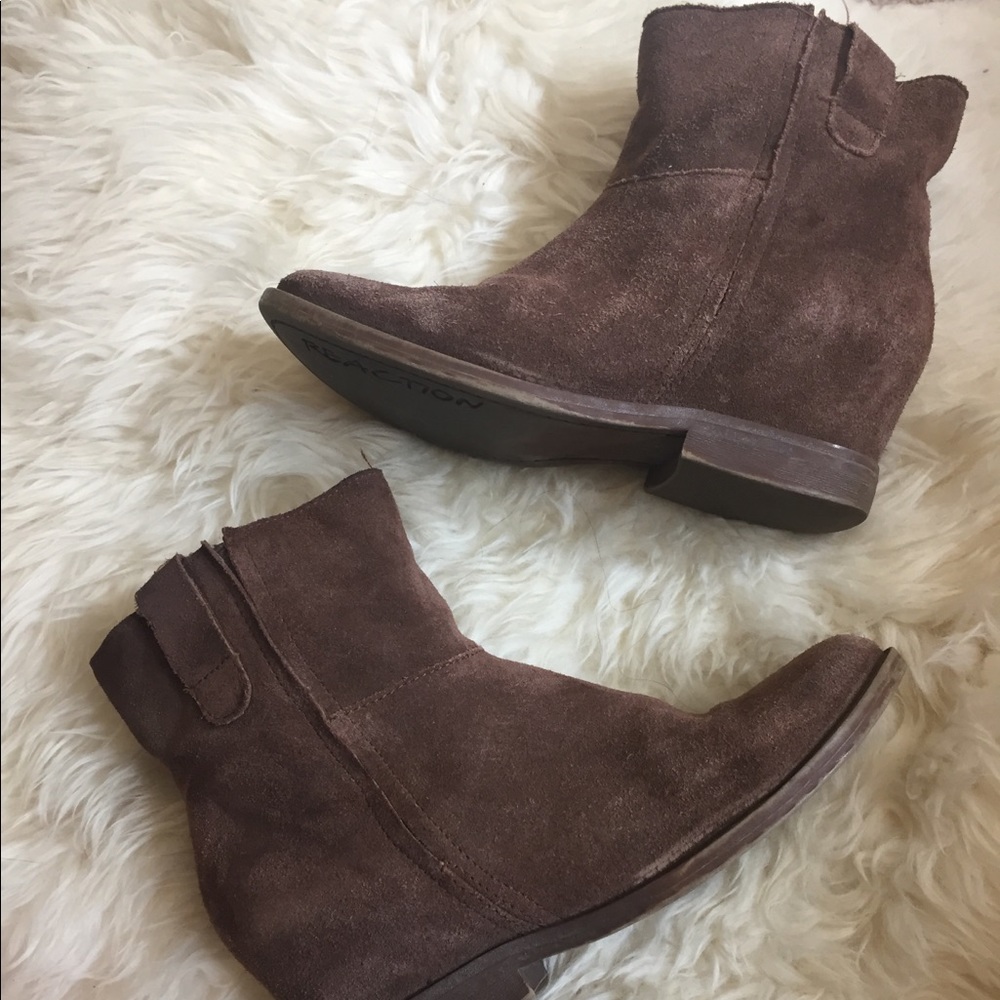 Hidden wedge heel suede boho boots